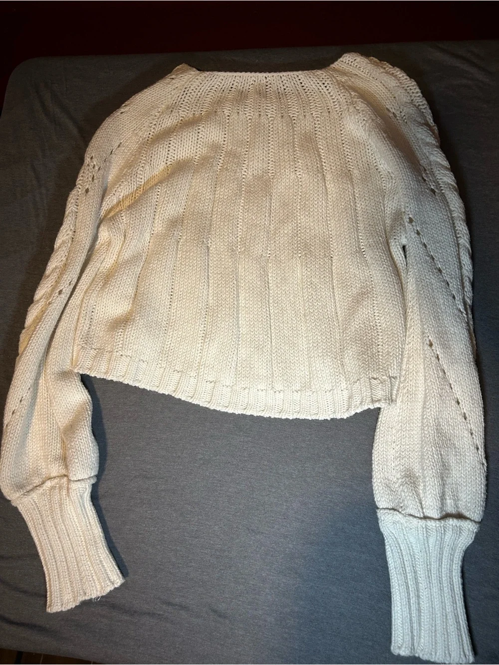 Free People Cream Cable Crewneck Sweater